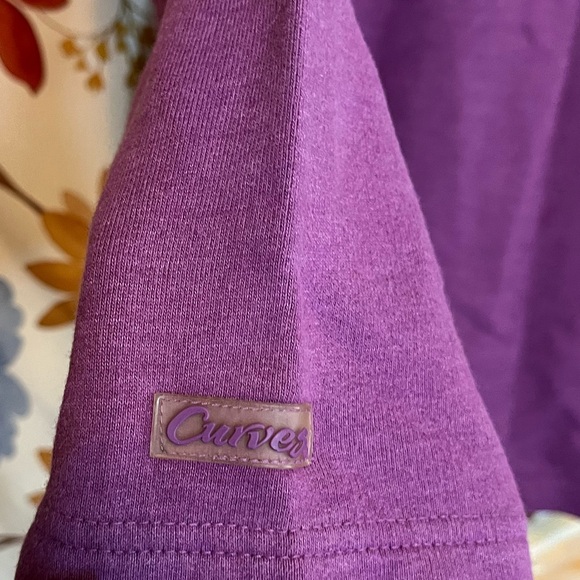 Vintage 2XL Curves For Women 80s 90s Pearly Purple Vneck Athletic Sweatshirt - Picture 4 of 9